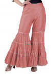 Plain Chanderi Silk Sharara in Peach