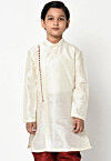 Plain Dupion Silk Kurta in Cream