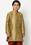 Plain Dupion Silk Kurta in Dark Beige