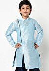 Plain Dupion Silk Kurta in Light Blue