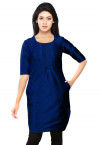 Plain Dupion Silk Kurti in Royal Blue