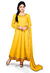 Plain Georgette Anarkali Suit in Yellow