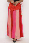Plain Georgette Panelled Skirt in Multicolor