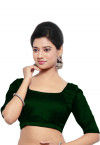Plain Satin Blouse in Dark Green