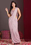 Pre Stitched Lycra (Elastane) Saree in Pink