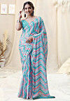Pre-stitched Chiffon Saree in Sky Blue