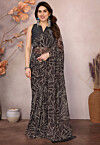 Pre-stitched Georgette Saree in Brown