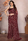 Pre-stitched Georgette Saree in Maroon