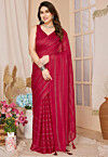 Pre-stitched Georgette Shimmer Saree in Fuchsia