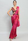 Pre-stitched Ombre Satin Saree in Pink Pre-stitched Ombre