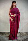 Pre-stitched Viscose Georgette Saree in Magenta