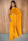 Pre-stitched Viscose Georgette Saree in Yellow