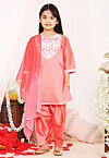 Printed Art Silk Punjabi Suit in Peach