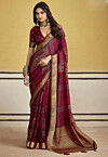 Printed Art Silk Saree in Fuchsia