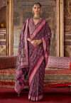 Printed Art Silk Saree in Purple