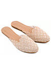 Printed Canvas Women Jutti in Light Beige