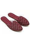 Printed Canvas Women Jutti in Maroon