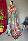 Printed Cotton Saree in Light Green