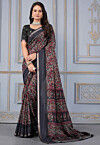 Printed Cotton Silk Saree in Black
