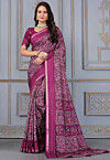 Printed Cotton Silk Saree in Magenta
