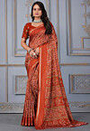 Printed Cotton Silk Saree in Rust