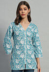 Printed Cotton Tunic in Blue
