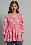 Printed Cotton Tunic in Pink
