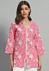 Printed Cotton Tunic in Pink
