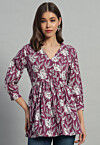Printed Cotton Tunic in Purple