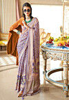 Printed Georgette Brasso Saree in Light Purple
