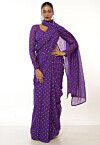 Printed Mul Cotton Saree in Purple