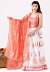 Printed Pure Chanderi Cotton Lehenga in White