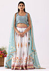 Printed Pure Chanderi Cotton Lehenga in White