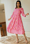 Printed Pure Cotton Anarkali Kurta in Pin
