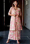 Printed Pure Cotton Co Ord Set in Light Pink