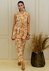 Printed Pure Cotton Co Ord Set in Mustard
