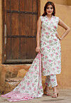 Printed Pure Cotton Pakistani Suit in White