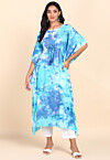 Printed Rayon Kaftan in Blue