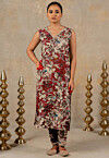 Printed Viscose Rayon Co Ord Set in Red