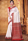 Pure Muga Silk Banarasi Saree in Off White