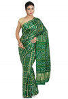Pure Satin Silk Gharchola Saree in Green