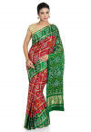 Pure Satin Silk Gharchola Saree in Maroon and Green
