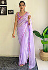 Scalloped Georgette Scalloped Saree in Light Purple