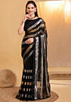 Sequinned Georgette Saree in Black
