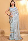 Sequinned Georgette Saree in Grey