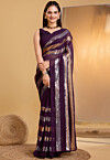 Sequinned Georgette Saree in Wine