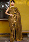 Sequinned Georgette Saree in Antique