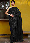 Sequinned Georgette Saree in Black