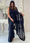 Sequinned Georgette Saree in Black