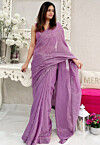 Sequinned Georgette Saree in Light Purple